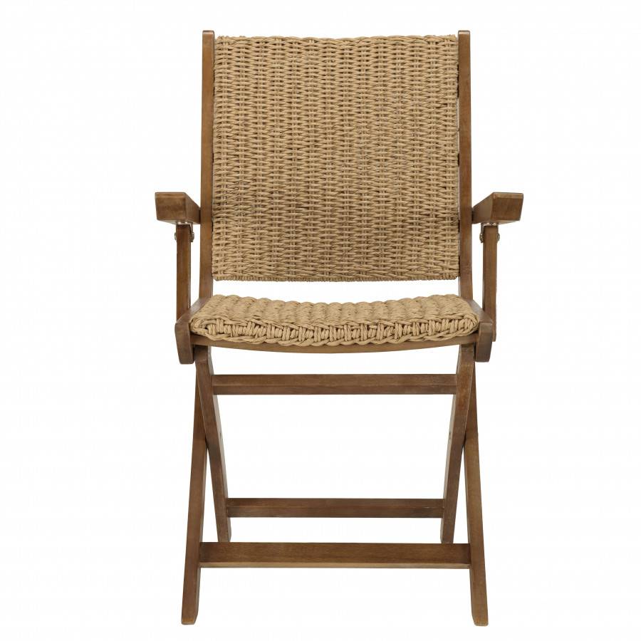 VICTOIRE - Lot de 2 fauteuils pliants acacia huilé et rotin synthétique - Image 4