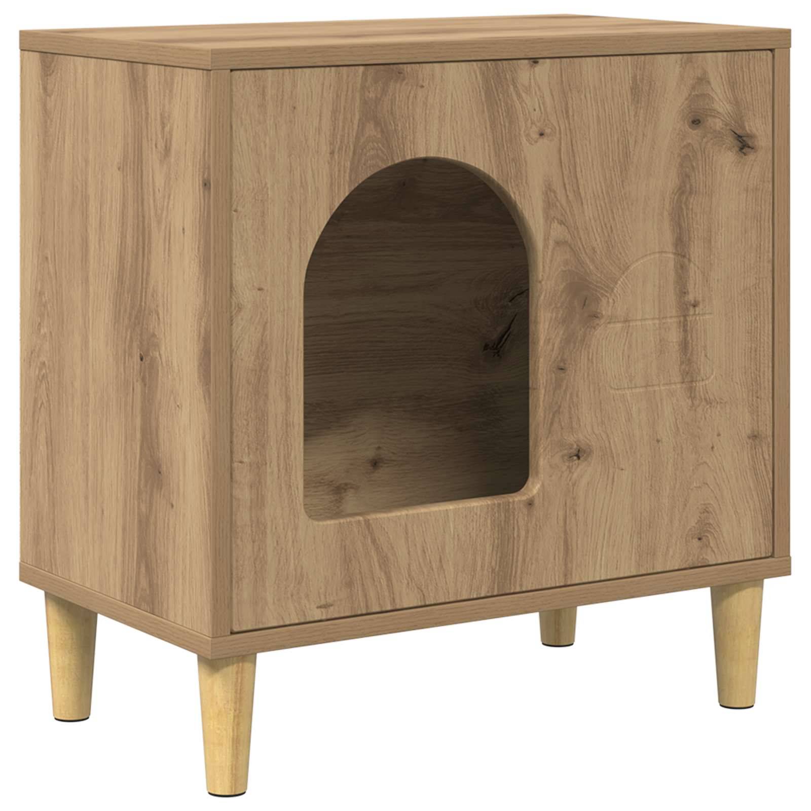 Maison pour chat bois d'ingénierie chêne artisan 51 x 30 x 52 cm, Poids:9.37kg - PANGIVO - Image 2