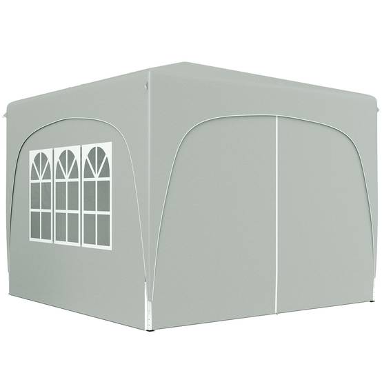 Tente pliante 3x3m avec 3 niveaux de hauteur réglables, 4 côtés, fenêtres et sac de transport, imperméable UPF50+, grise - Image 2
