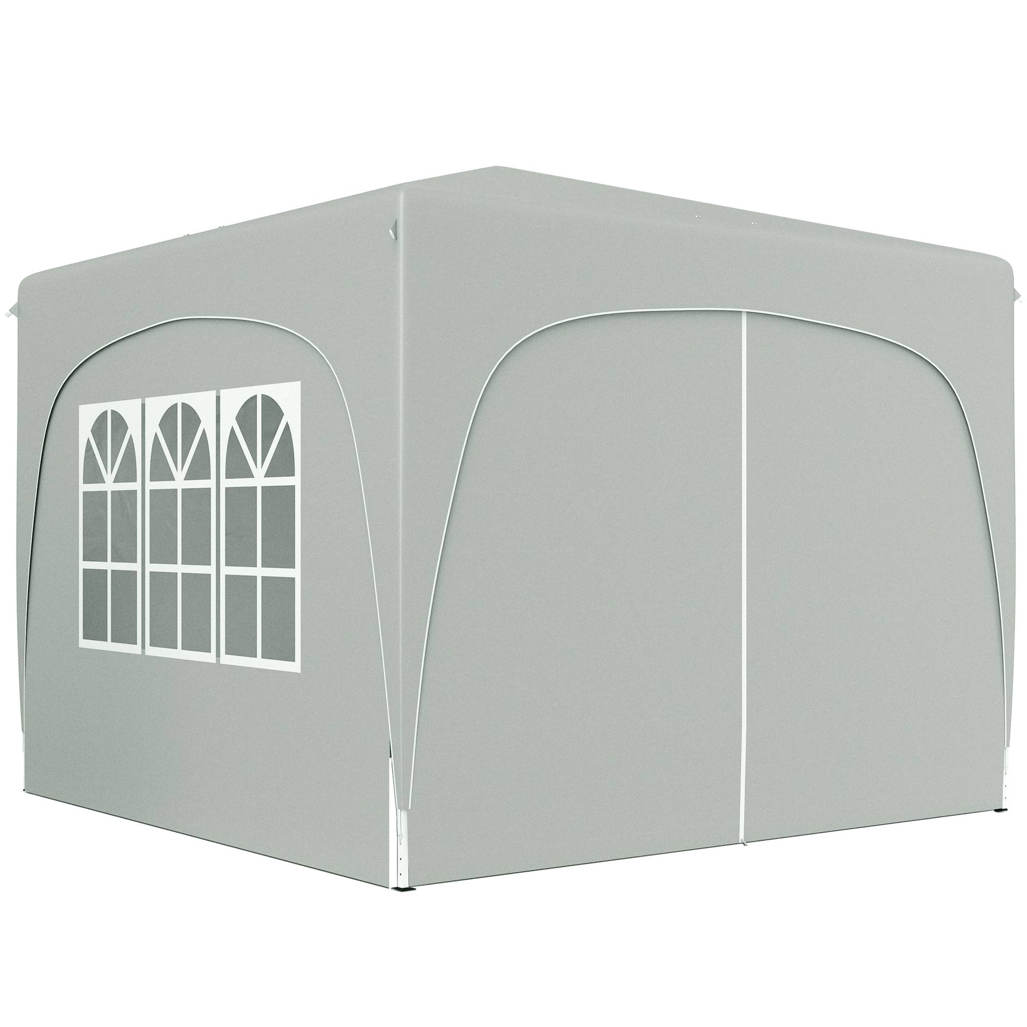 Tente pliante 3x3m avec 3 niveaux de hauteur réglables, 4 côtés, fenêtres et sac de transport, imperméable UPF50+, grise - Image 2