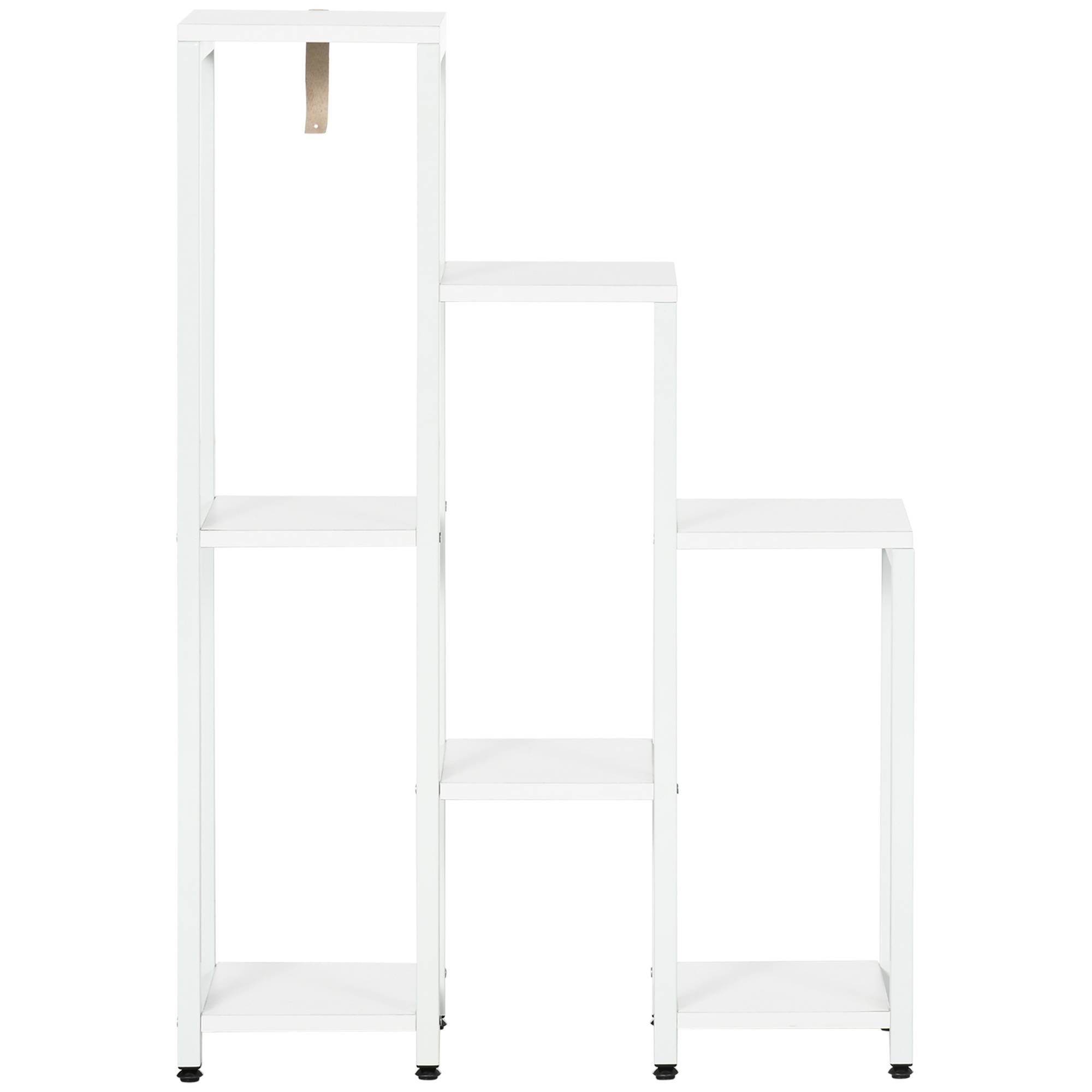 Porte-plantes 7 niveaux bois et acier avec dispositif anti-basculement blanc 65x23x94cm - ComfortXL Outdoor Living - Image 9