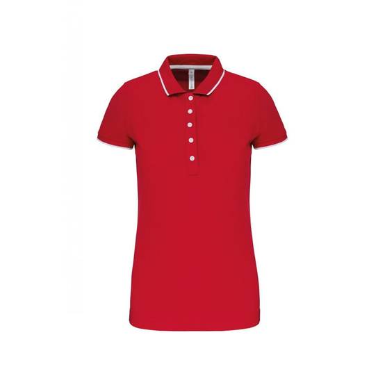 Polo maille piqué femme Kariban 100% coton Rouge / Blanc M - Image 1