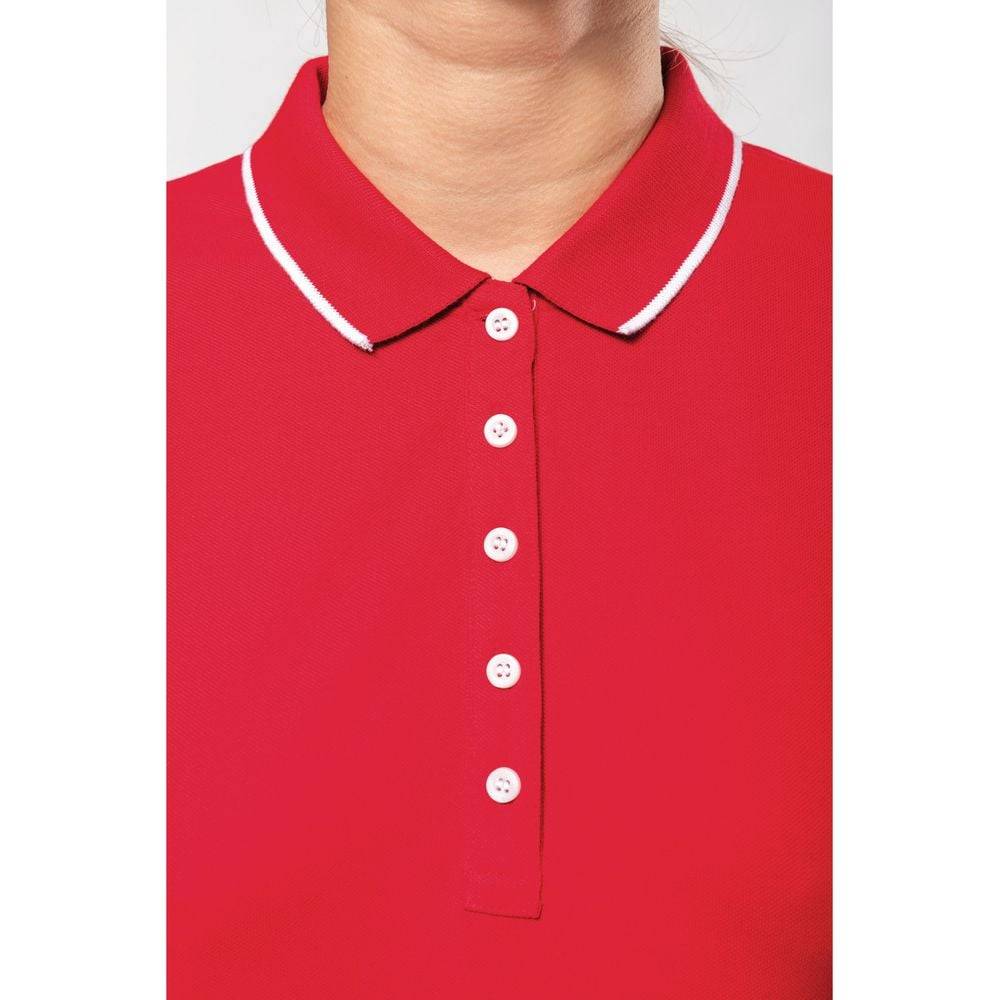 Polo maille piqué femme Kariban 100% coton Rouge / Blanc M - Image 7