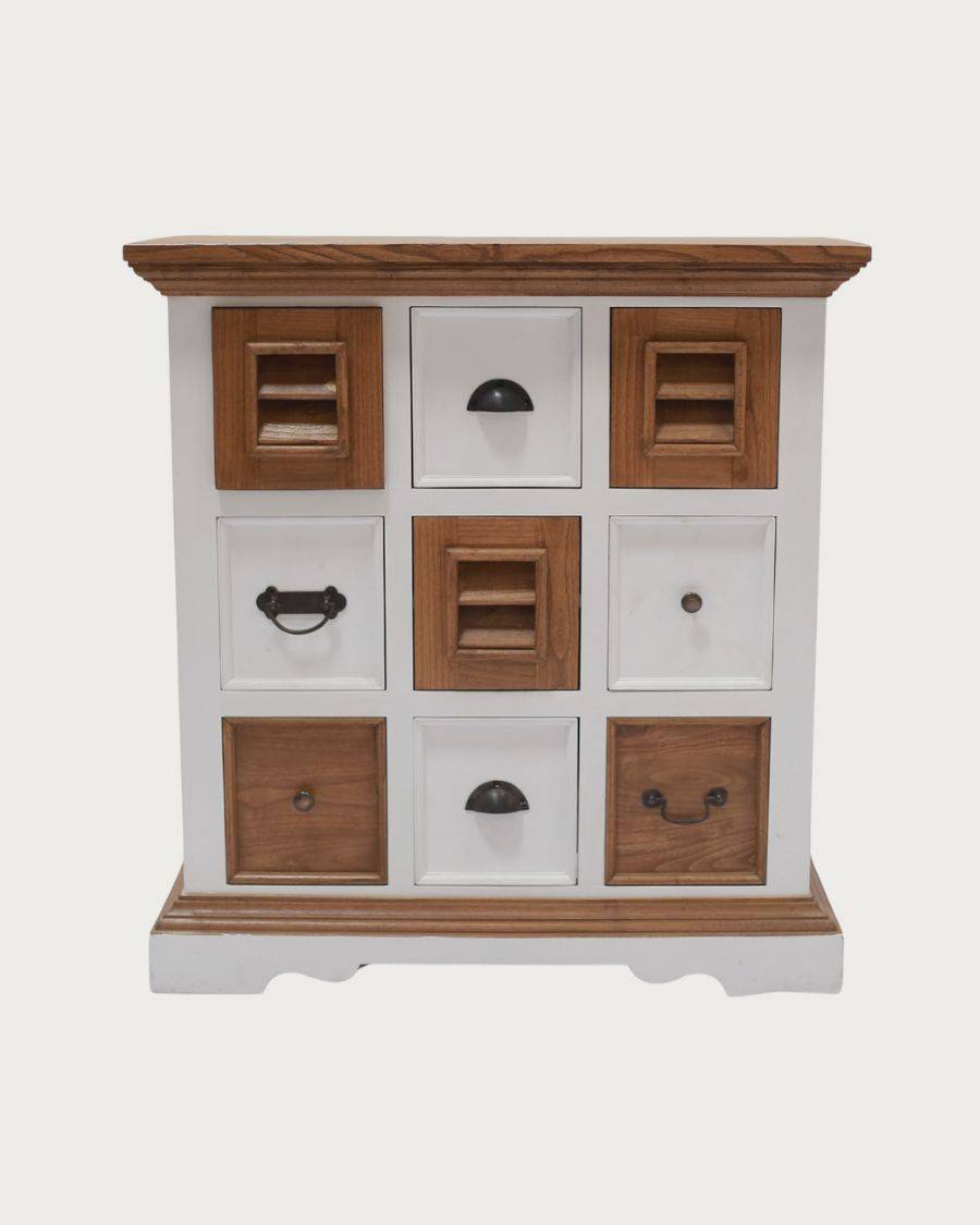 Inda - Petit buffet en Mindy massif blanc et naturel 80 cm - UNIQKA - Image 1