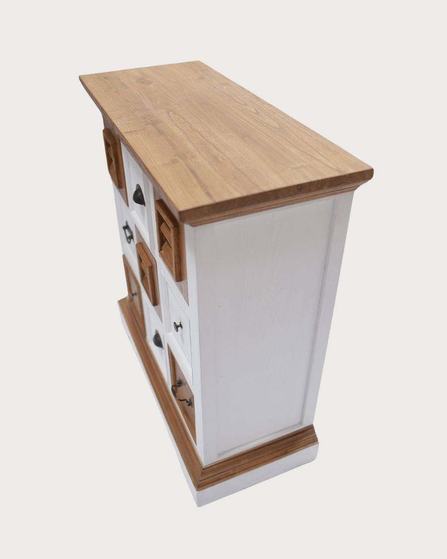 Inda - Petit buffet en Mindy massif blanc et naturel 80 cm - UNIQKA - Image 6