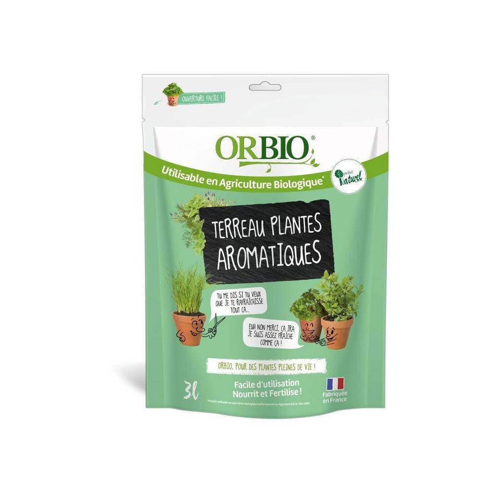 Terreau Plantes Aromatiques - Orbio - 3 L - Substrat Spécifique Aromatiques - Drainage Optimisé - Image 1