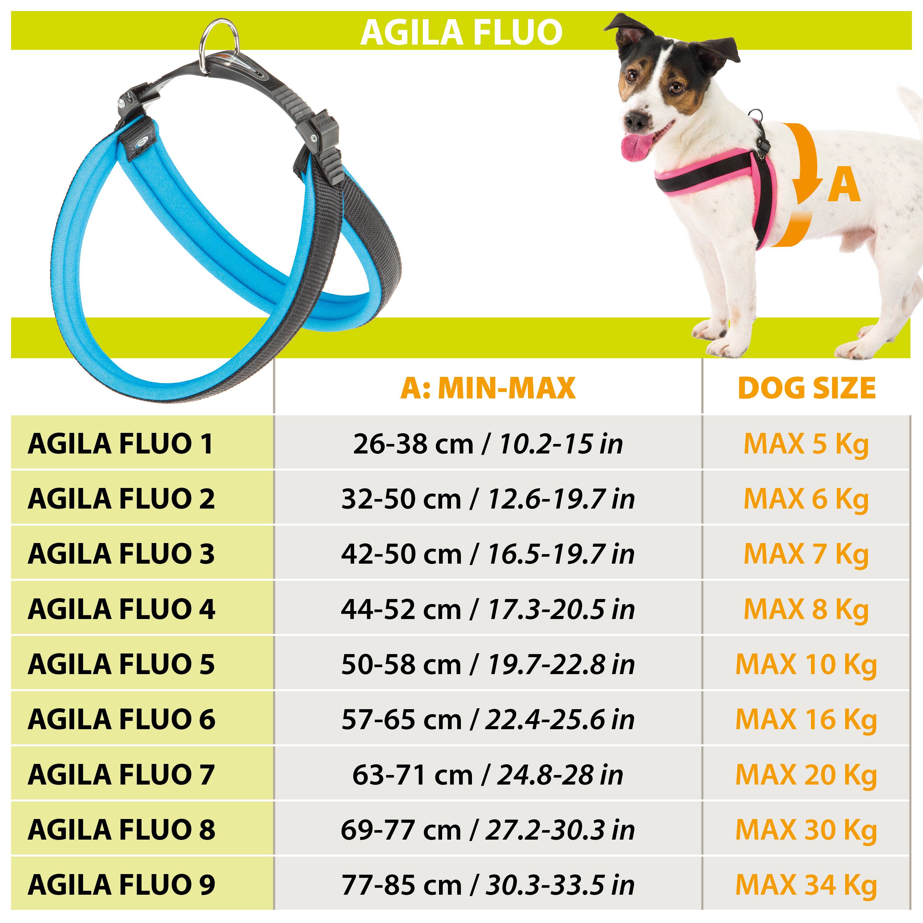 Ferplast - Ferplast Harnais ergonomique pour chiens AGILA FLUO 5, ajustement parfait, fermeture à double micro-régulation, rembourrage souple, A=B 50÷58 cm 20 mm - Image 3
