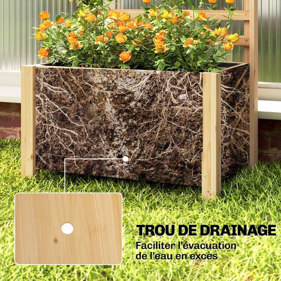 Jardinière treillis bois massif terrasse plantes grimpantes 60x39x120cm nature - ComfortXL Outdoor Living - Image 8