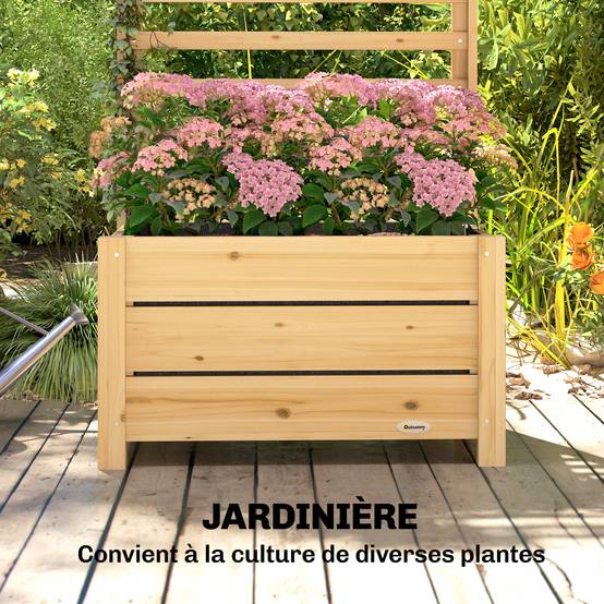 Jardinière treillis bois massif terrasse plantes grimpantes 60x39x120cm nature - ComfortXL Outdoor Living - Image 7