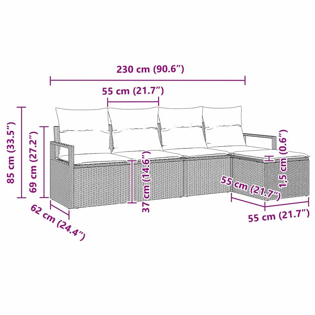 ComfortXL - Salon de jardin 4 places en polyrotin modulable avec coussins confort Marron – ComfortXL Outdoor Living - Image 8