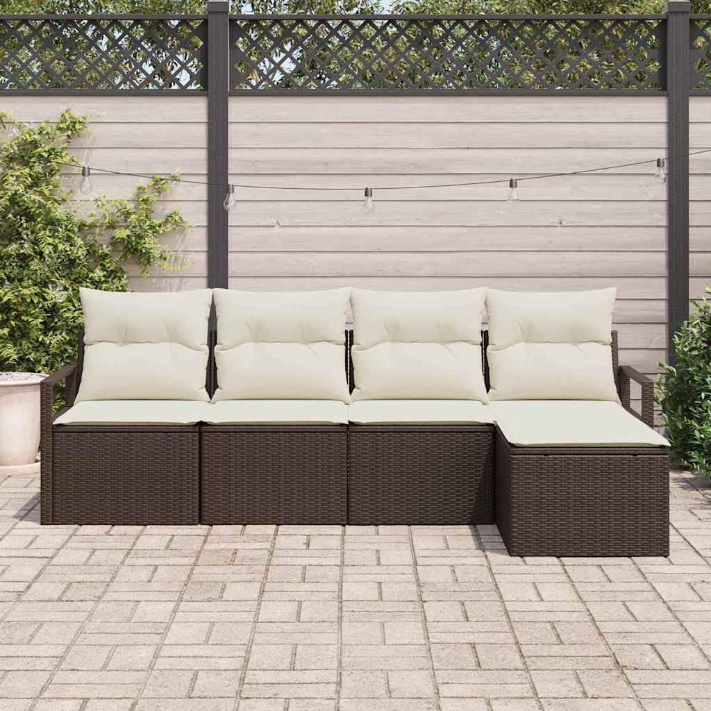 ComfortXL - Salon de jardin 4 places en polyrotin modulable avec coussins confort Marron – ComfortXL Outdoor Living - Image 3