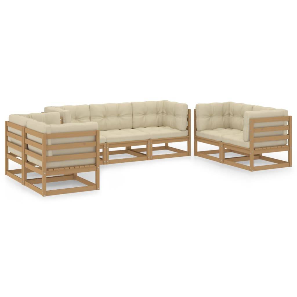 Helloshop26 - Salon de jardin meuble d'extérieur ensemble de mobilier 7 pièces avec coussins bois de pin massif - Image 1