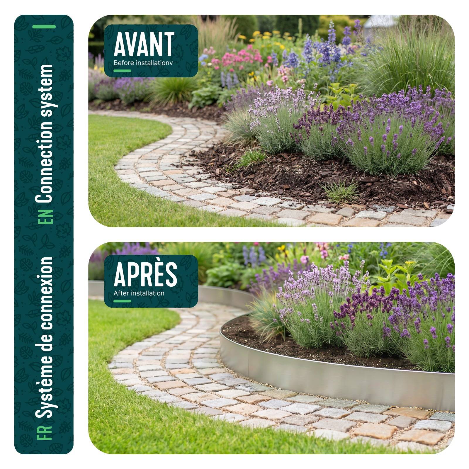 Vounot - Lot de 30 Bordure de jardin en métal galvanisé flexible 100x13cm - clôture gazon antirouille 30m - VOUNOT® - Image 7