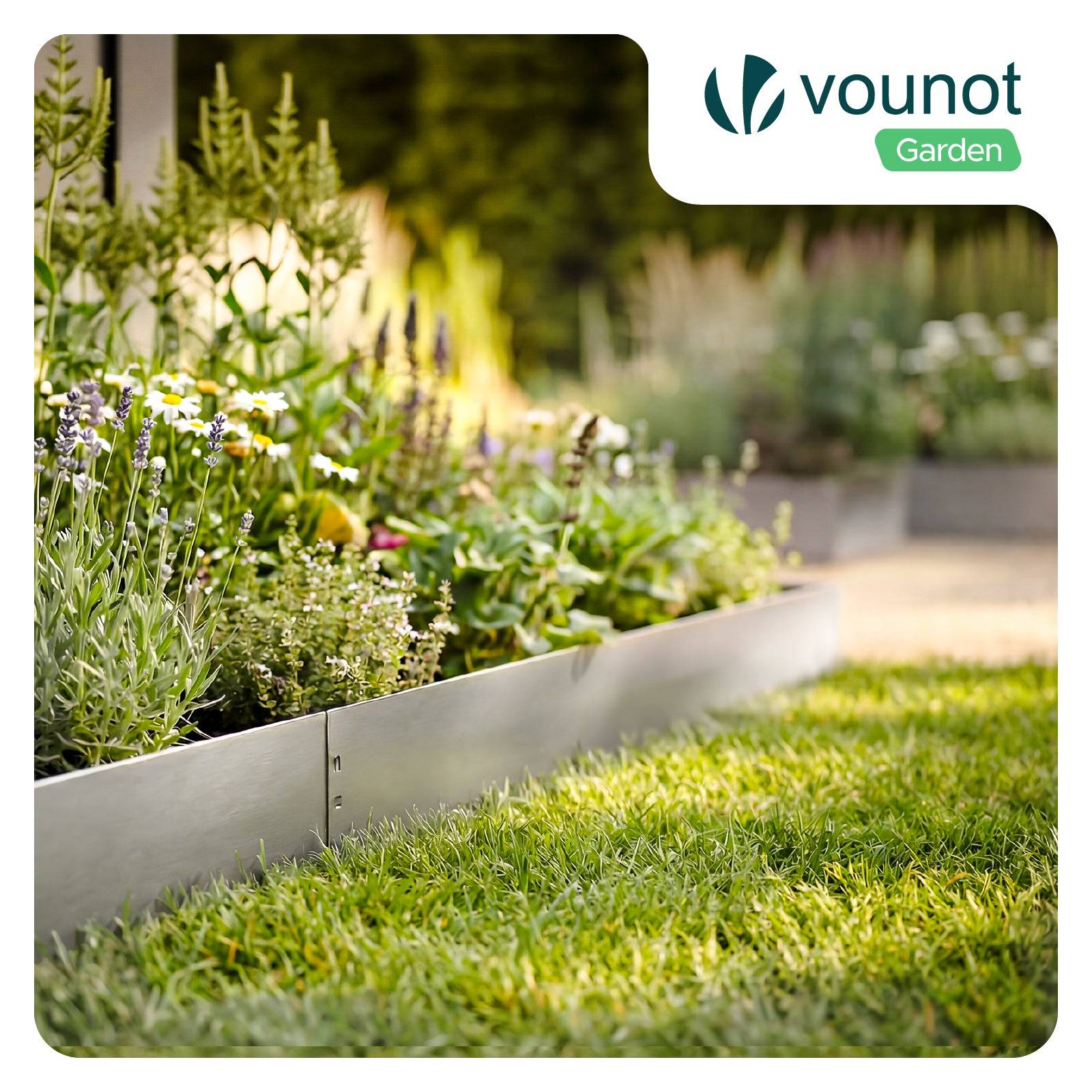 Vounot - Lot de 30 Bordure de jardin en métal galvanisé flexible 100x13cm - clôture gazon antirouille 30m - VOUNOT® - Image 2
