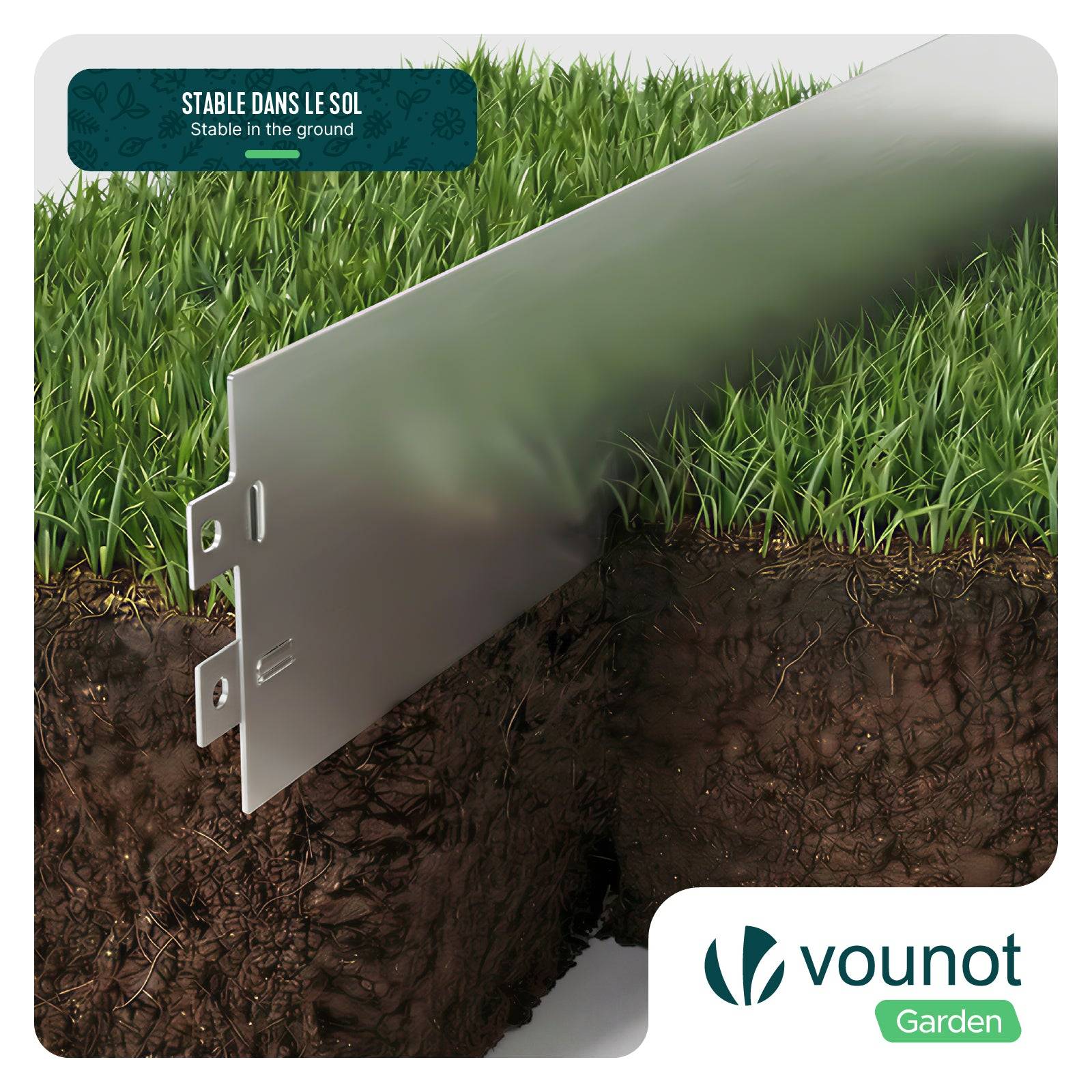 Vounot - Lot de 30 Bordure de jardin en métal galvanisé flexible 100x13cm - clôture gazon antirouille 30m - VOUNOT® - Image 6