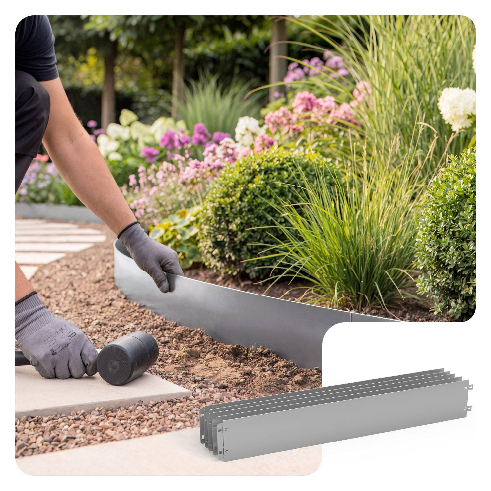 Vounot - Lot de 30 Bordure de jardin en métal galvanisé flexible 100x13cm - clôture gazon antirouille 30m - VOUNOT® - Image 1