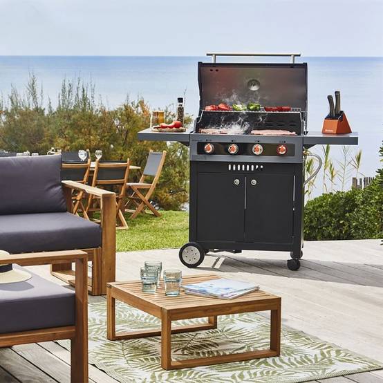 Barbecue au gaz BRASERO Boston Black 4K Turbo - 4 brûleurs + 1 Turbo Zone, Noir - Image 2