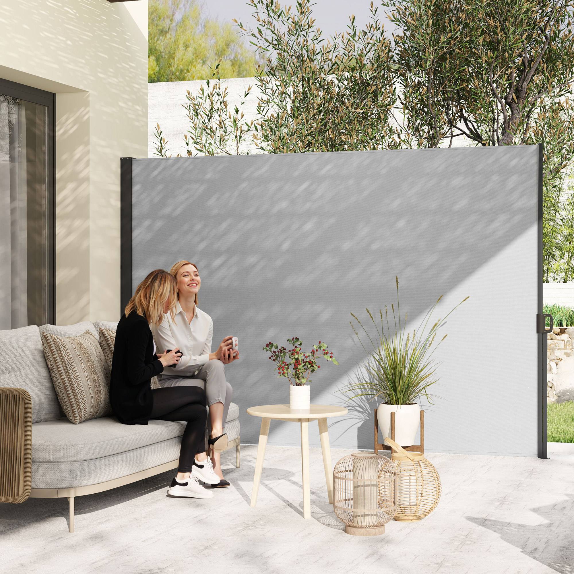 Store latéral aluminium polyester gris clair 300 x 4 x 200 cm - PANGIVO - Image 3