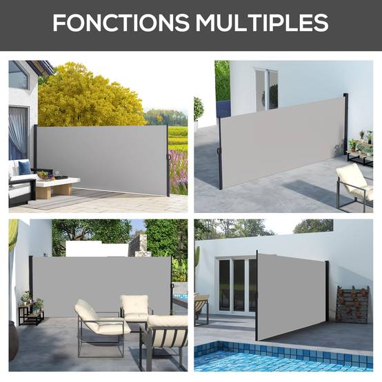 Store latéral aluminium polyester gris clair 300 x 4 x 200 cm - PANGIVO - Image 9