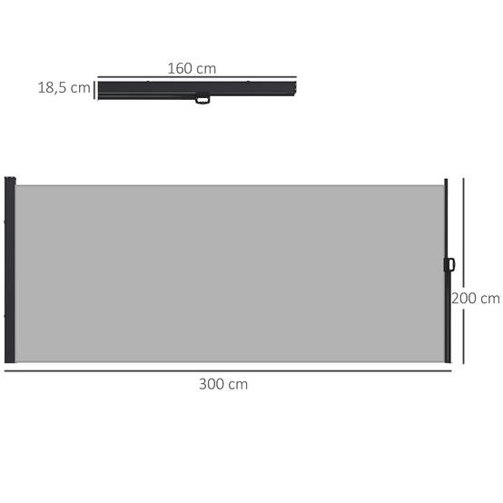 Store latéral aluminium polyester gris clair 300 x 4 x 200 cm - PANGIVO - Image 5