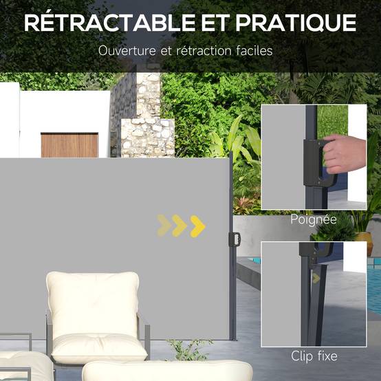Store latéral aluminium polyester gris clair 300 x 4 x 200 cm - PANGIVO - Image 7