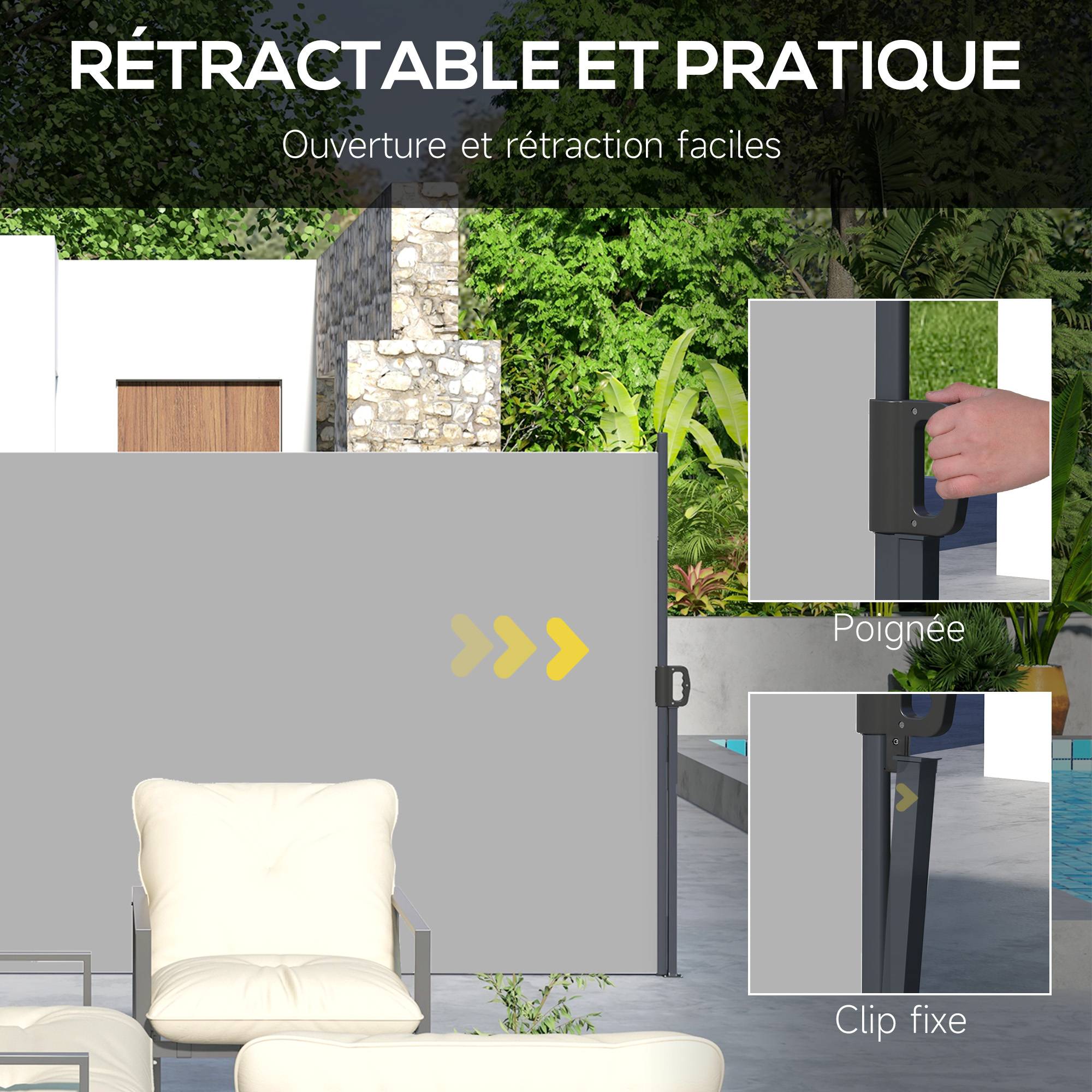 Store latéral aluminium polyester gris clair 300 x 4 x 200 cm - PANGIVO - Image 7