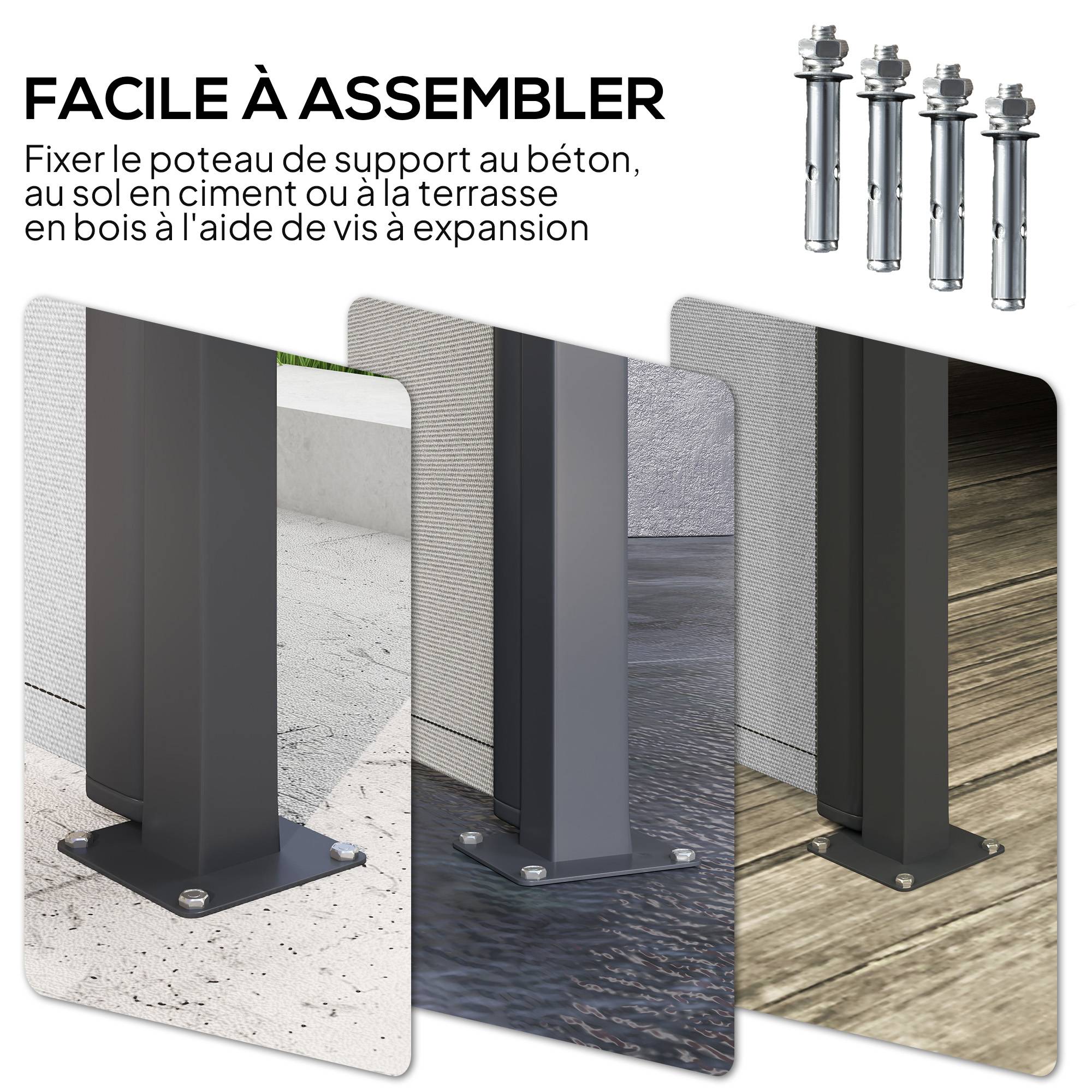 Store latéral aluminium polyester gris clair 300 x 4 x 200 cm - PANGIVO - Image 8