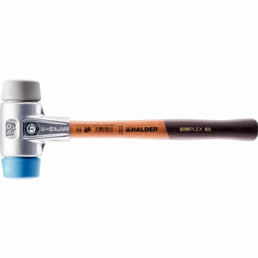 Maillet HALDER SIMPLEX TPE souple / TPE moyen avec boîtier en aluminium et manche en bois - D=60 mm - 3113.060