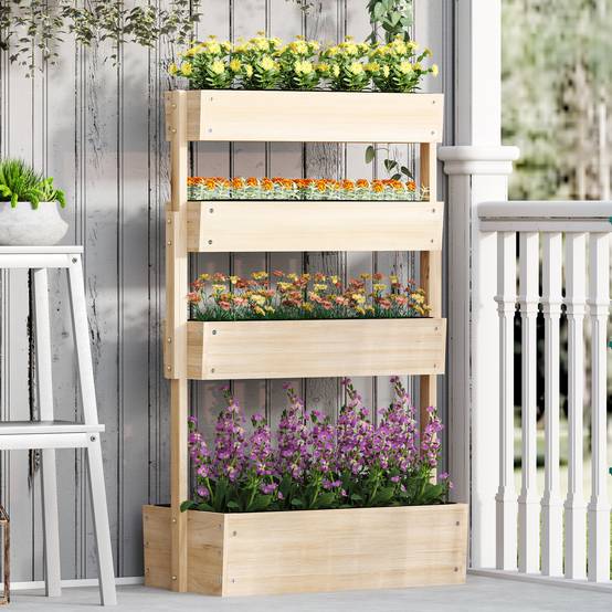Jardinière escalier bois sapin balcon potager 4 étages gain de place vertical 140cm - ComfortXL Outdoor Living - Image 10