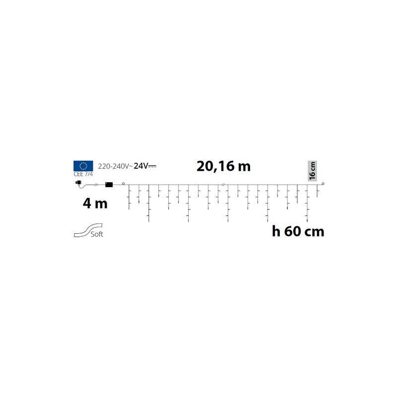 Lotti - Guirlande stalactite 20M H 60CM 480 LED blanc chaud 8 programmes câble blanc 24V Lotti - Image 2