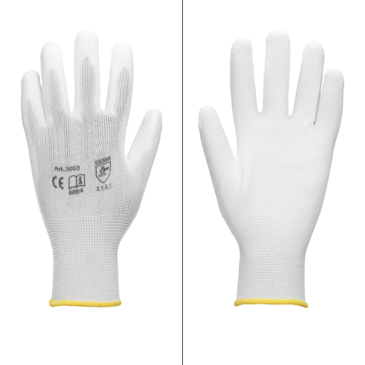 Ecd-Germany - ECD Germany 36 paires de gants de travail avec revêtement PU, taille 8-M, blanc, respirant, antidérapant - Image 2