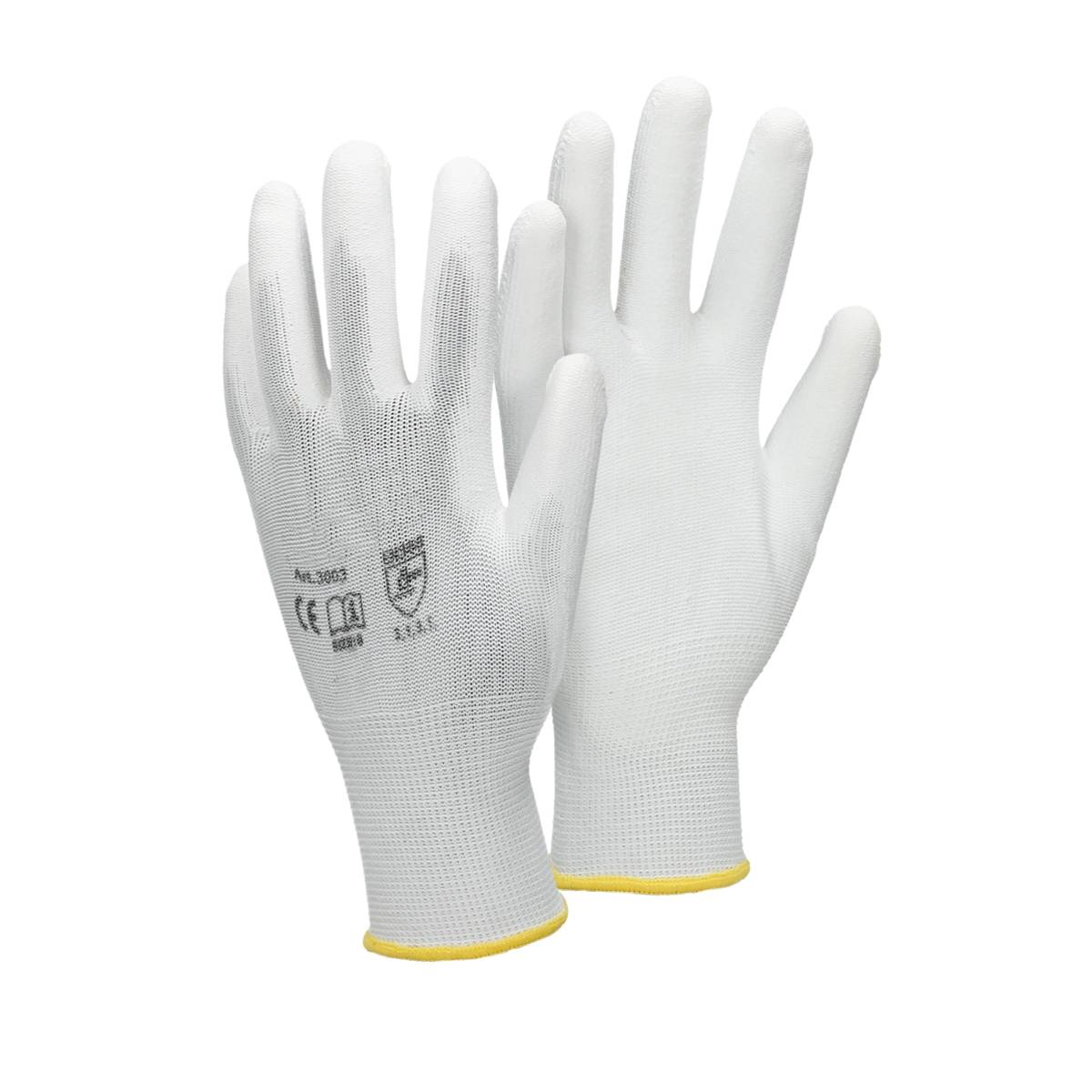 Ecd-Germany - ECD Germany 36 paires de gants de travail avec revêtement PU, taille 8-M, blanc, respirant, antidérapant - Image 1