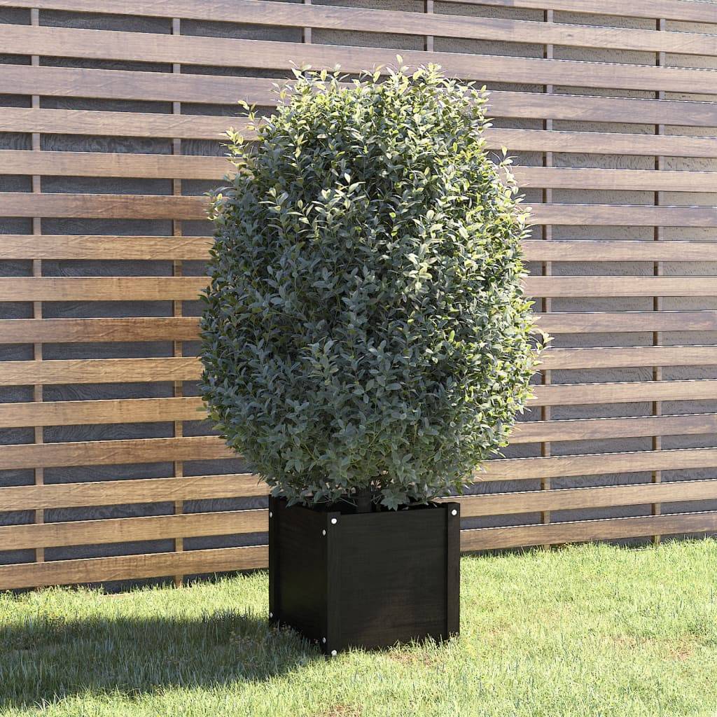 Maison Chic - Jardinière d'extérieur - Bac à Fleurs - Pot De Fleurs Noir 40x40x40 cm Bois de pin massif - Image 2