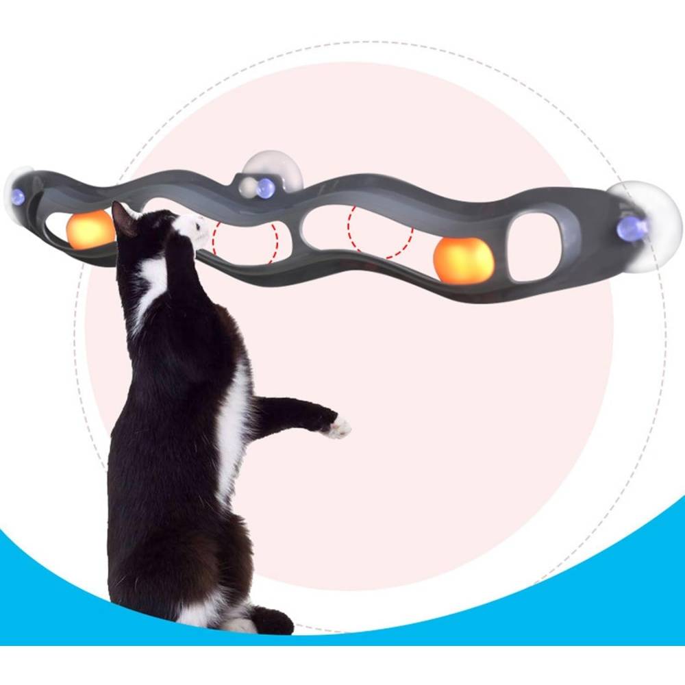 Jouet interactif pour chat-Balle de chasse à ventouse pour chat - Fixation fenêtre/miroir - Stimulation interactive - Living123 - Image 2