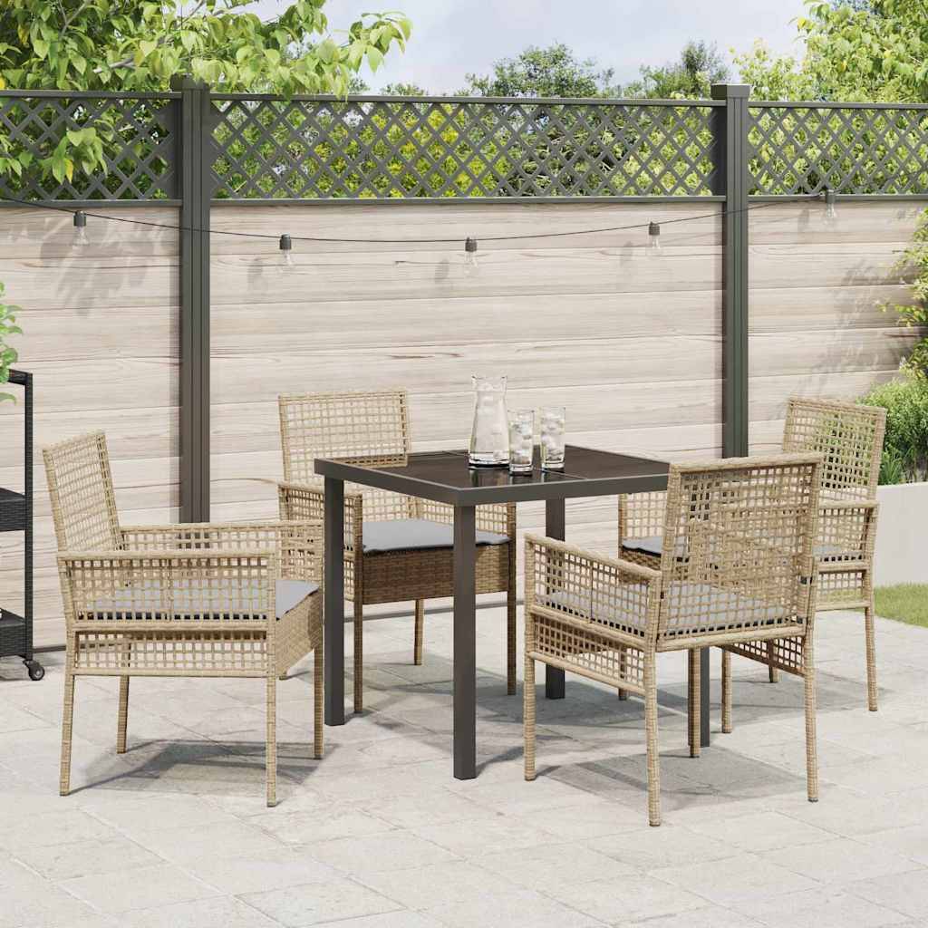 Ensemble de salle à manger pour jardin 5 pcs | Mobilier d'extérieur Beige polyrotin Maison Chic - Image 4