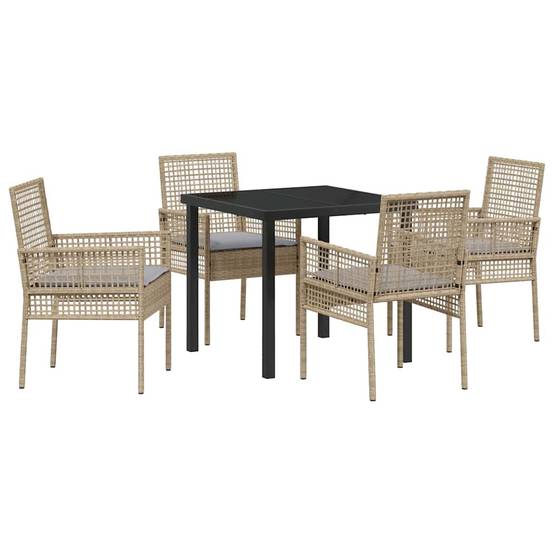 Ensemble de salle à manger pour jardin 5 pcs | Mobilier d'extérieur Beige polyrotin Maison Chic - Image 1