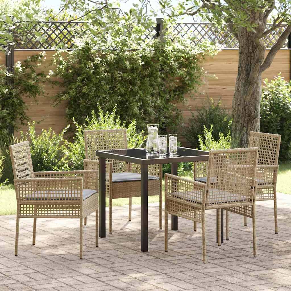 Ensemble de salle à manger pour jardin 5 pcs | Mobilier d'extérieur Beige polyrotin Maison Chic - Image 2
