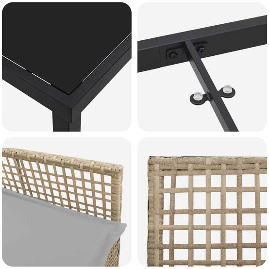 Ensemble de salle à manger pour jardin 5 pcs | Mobilier d'extérieur Beige polyrotin Maison Chic - Image 9