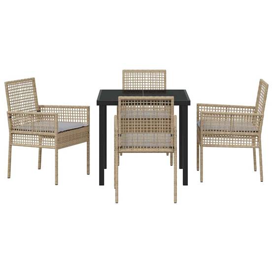 Ensemble de salle à manger pour jardin 5 pcs | Mobilier d'extérieur Beige polyrotin Maison Chic - Image 7