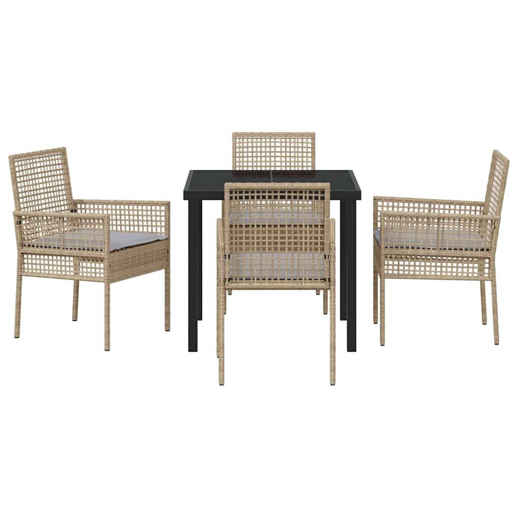 Ensemble de salle à manger pour jardin 5 pcs | Mobilier d'extérieur Beige polyrotin Maison Chic - Image 7