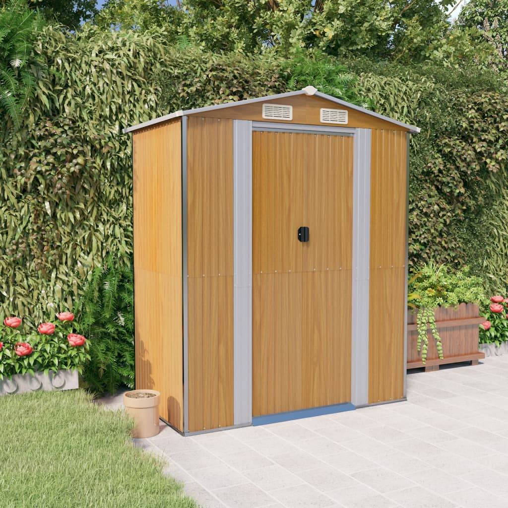 Abri de jardin acier galvanisé marron clair 192 x 108 x 223 cm - PANGIVO - Image 1