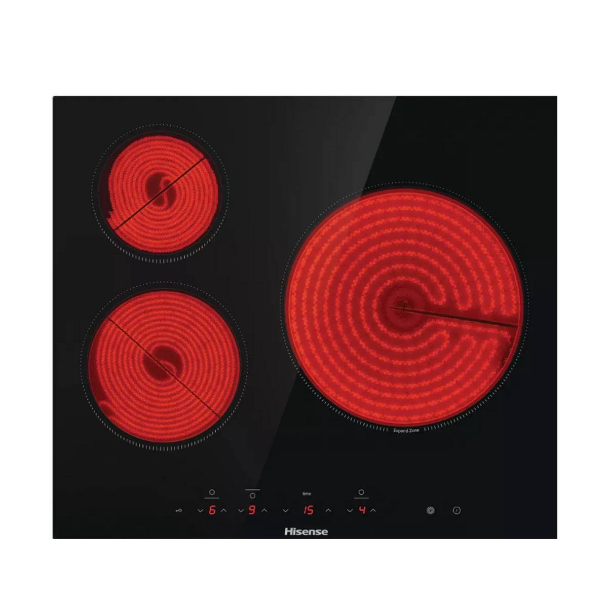 Table de cuisson vitrocéramique 60cm 3 feux 5700w noir E6332BSCE Hisense - Image 2