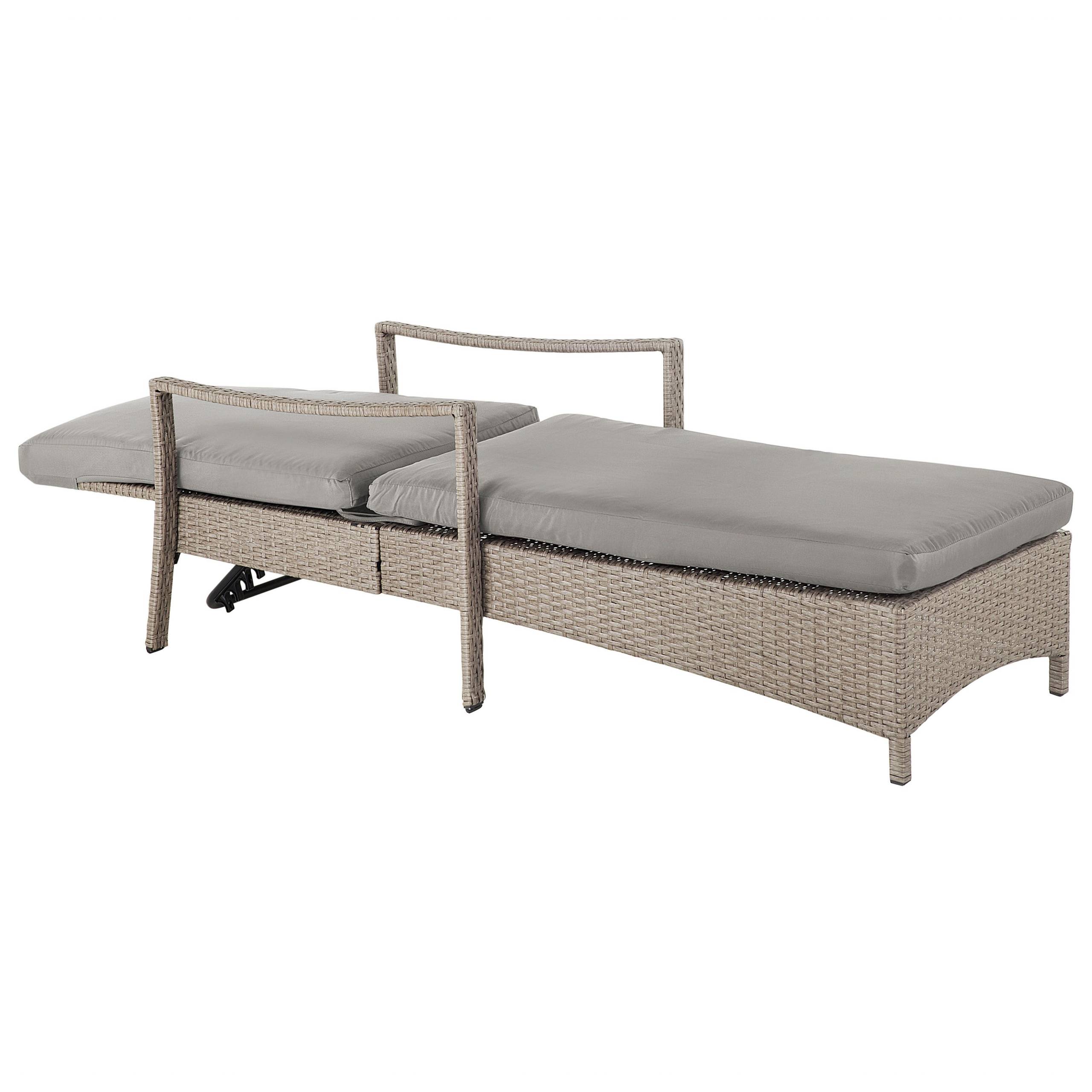 Beliani - Chaise Longue Bain de Soleil avec Dossier Réglable en Rotin Marron avec Coussin Gris Design Intemporel et Moderne pour Jardin ou Terrasse Beliani - Image 5
