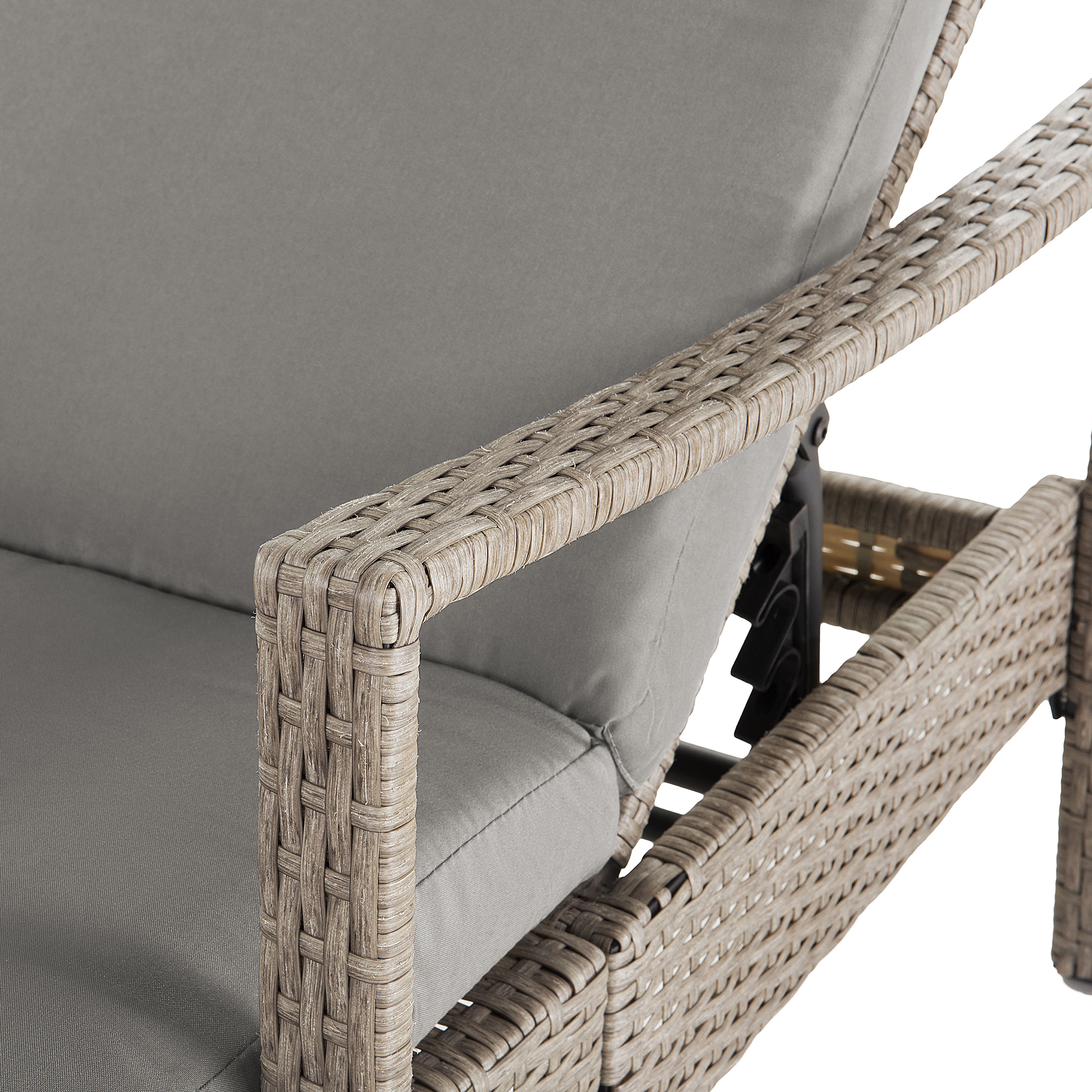 Beliani - Chaise Longue Bain de Soleil avec Dossier Réglable en Rotin Marron avec Coussin Gris Design Intemporel et Moderne pour Jardin ou Terrasse Beliani - Image 6