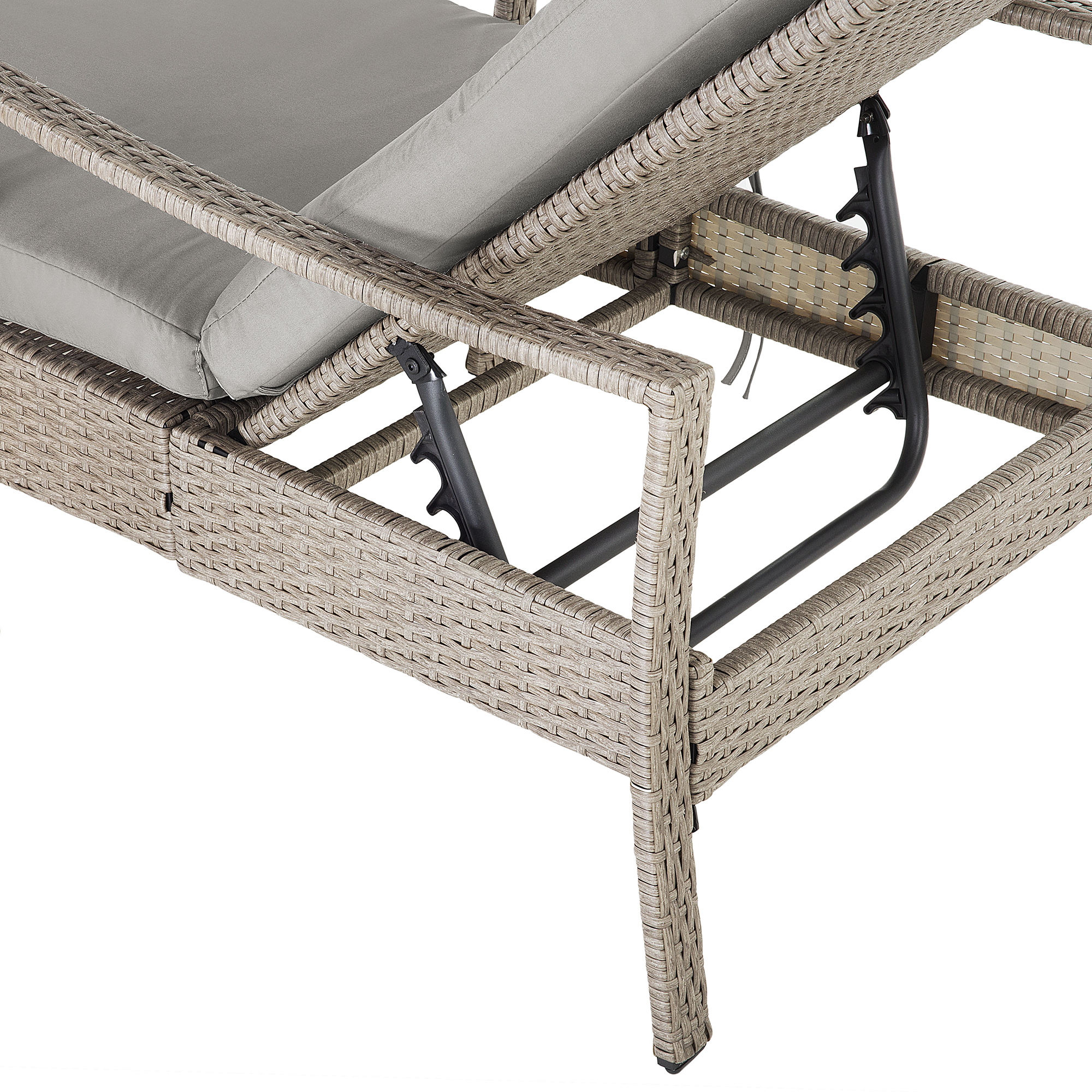 Beliani - Chaise Longue Bain de Soleil avec Dossier Réglable en Rotin Marron avec Coussin Gris Design Intemporel et Moderne pour Jardin ou Terrasse Beliani - Image 7