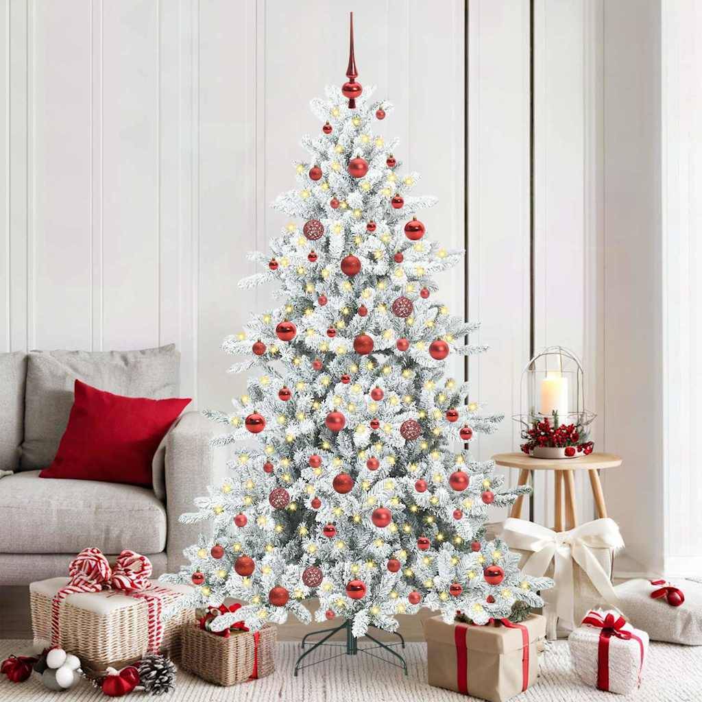 ComfortXL - Sapin de Noël Blanc Design 180 cm, Kit Déco Complet avec Lumières LED et 120 Ornements – ComfortXL Outdoor Living - Image 1