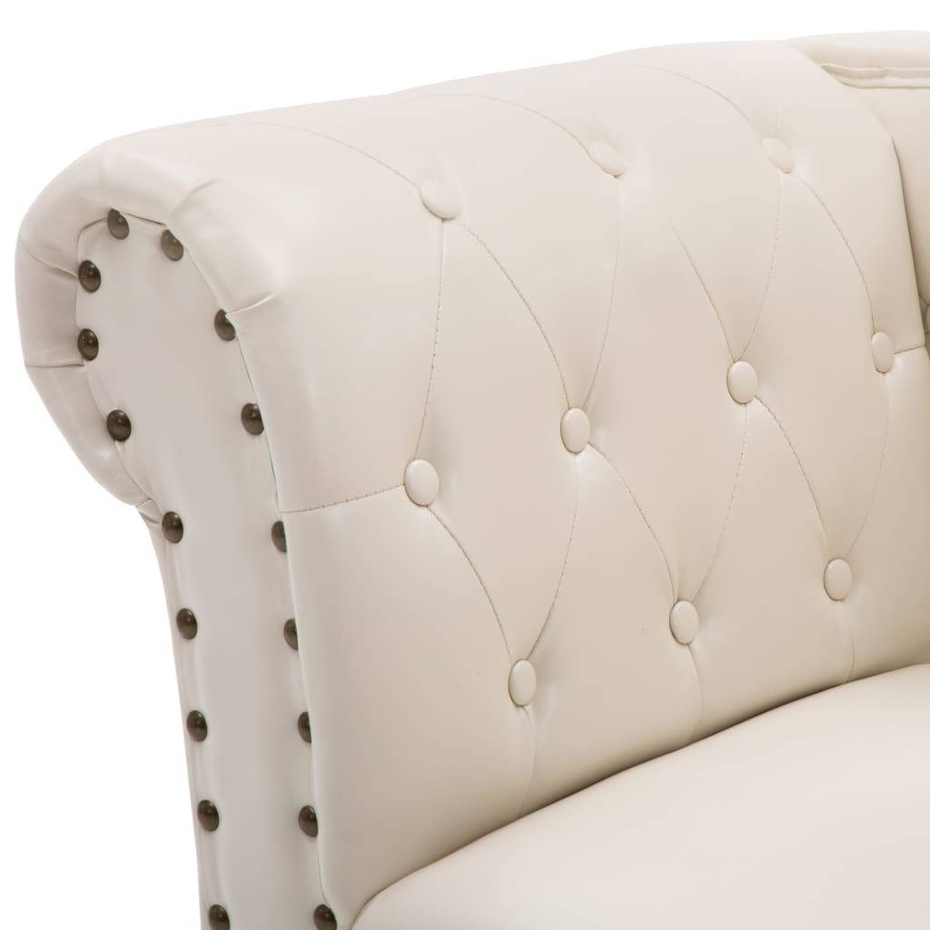 Maison Chic - Bain de soleil - Transat - Chaise longue Blanc crème Similicuir - MEUBLE PRO - Image 5