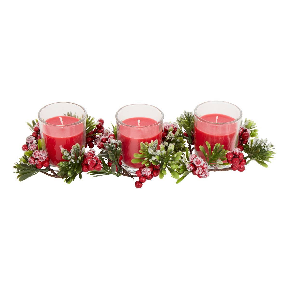 Feeric Christmas - Lot de 3 bougies parfumées centre de table rouge 45 g - Feeric Lights & Christmas
