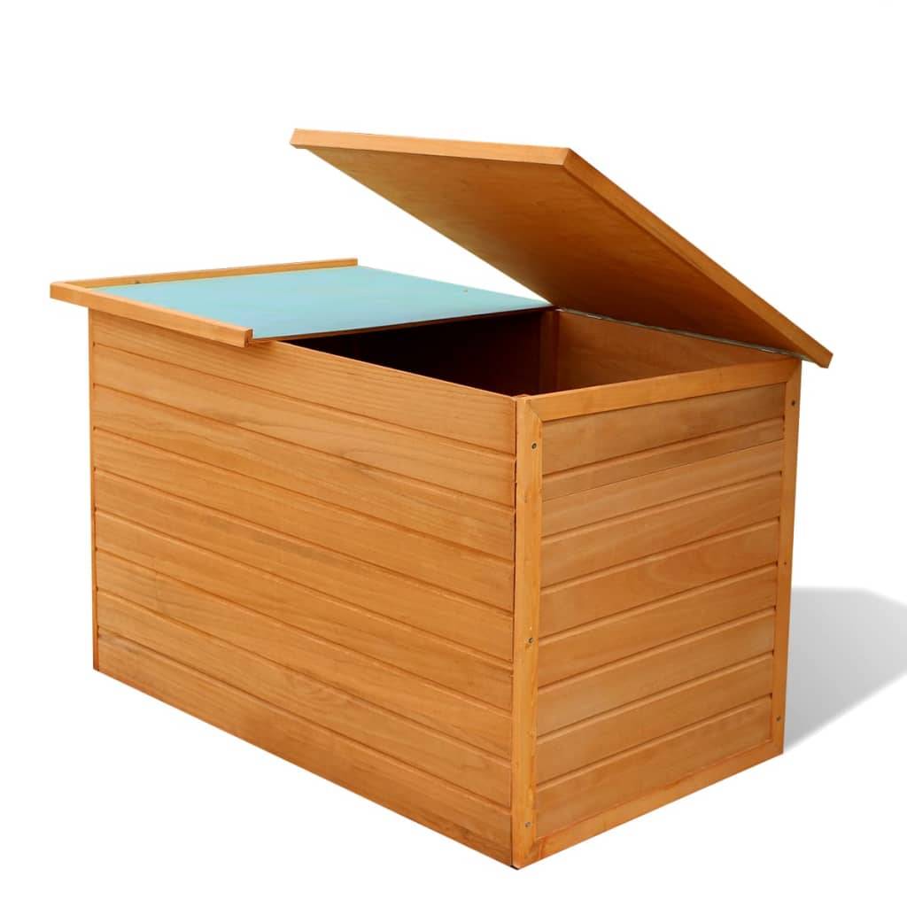 Coffre boîte meuble de jardin rangement 126 x 72 x 72 cm bois - Image 1