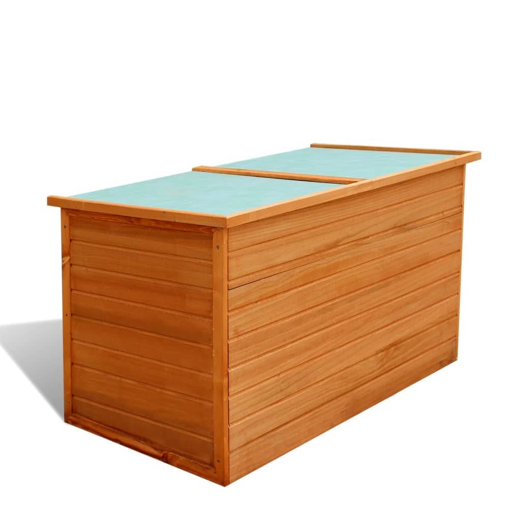 Coffre boîte meuble de jardin rangement 126 x 72 x 72 cm bois - Image 2